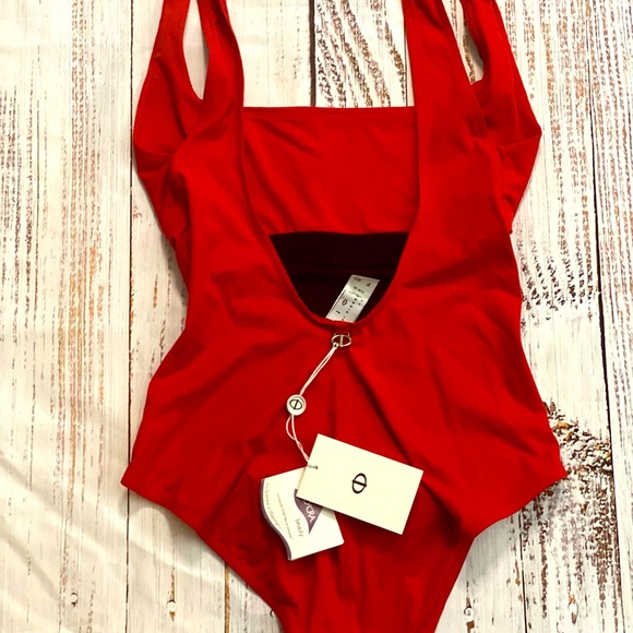 NWT IODUS France by Pierre Martinez red 1 piece swimsuit with Lycra (tm) fabric. - Picture 7 of 7